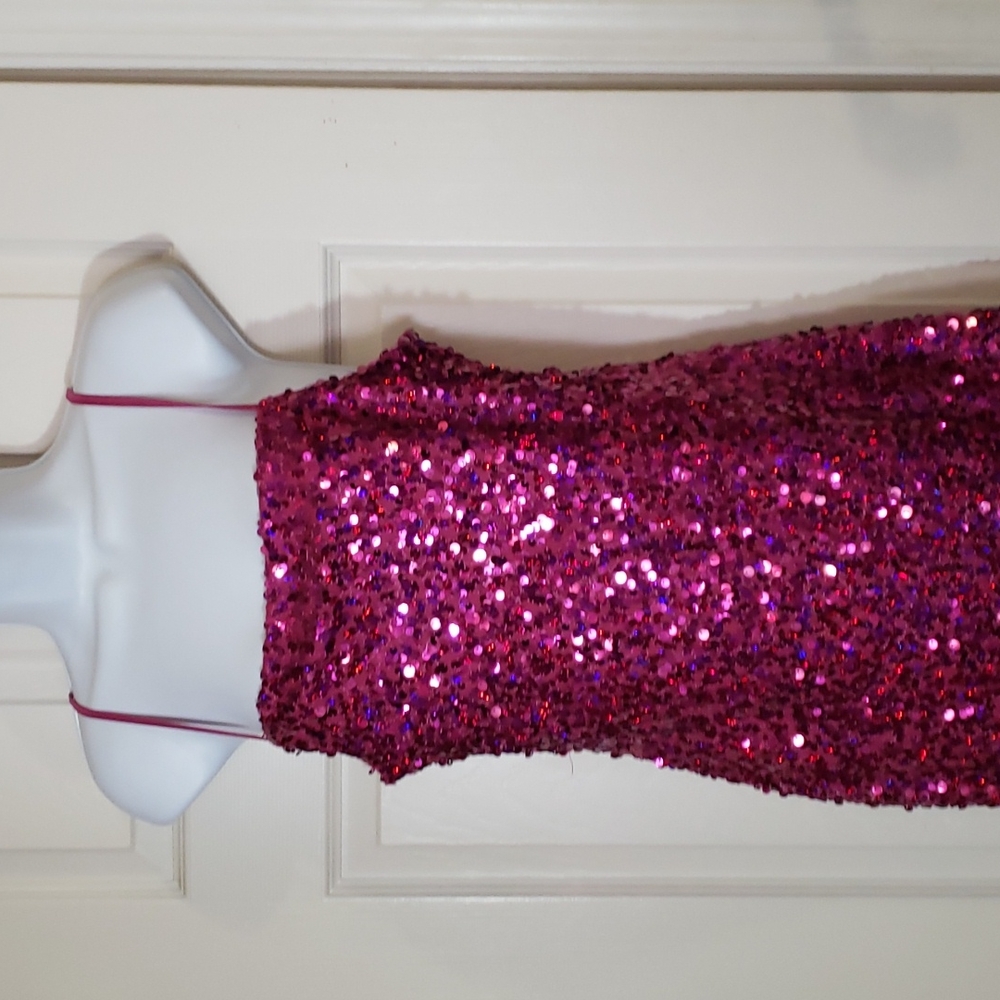 Wild Fable Pink sequined spaghetti strap mini slip dress - Picture 2 of 9